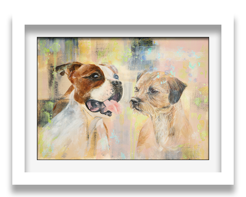 Painting, Staffy and Border Terrier | Nicky Hall Art