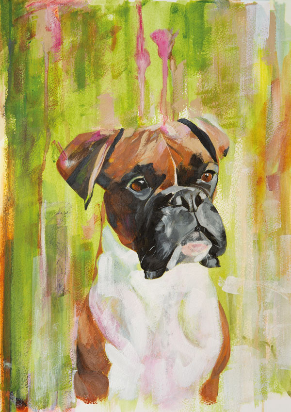Painting, Ruby, the Boxer | Nicky Hall Art