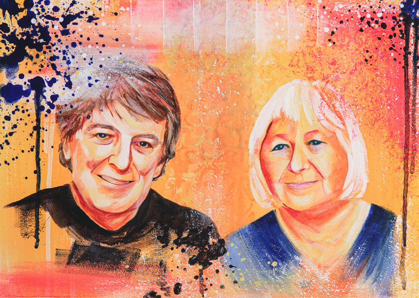 Painting, Orange, portrait of the 'rents | Nicky Hall Art